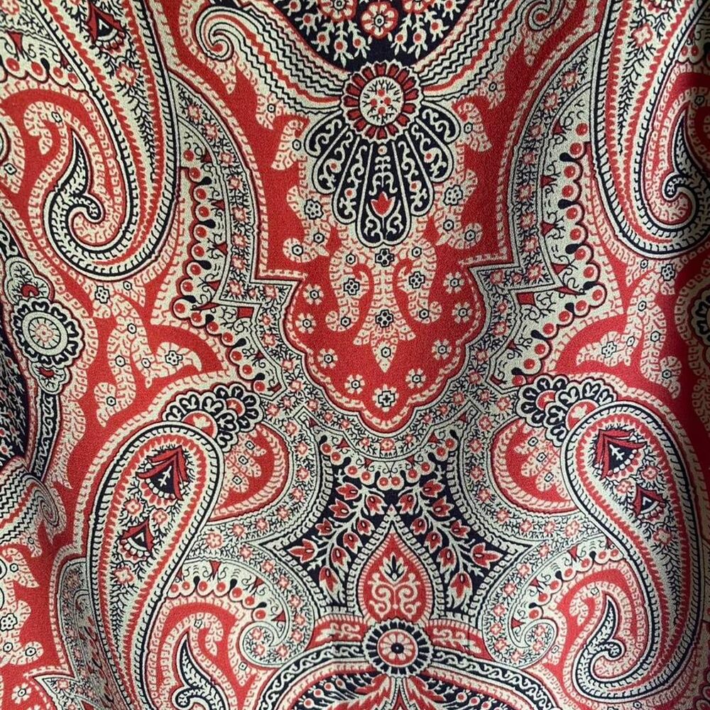 Harold's Women's Red and Tan Silk Maxi Skirt Size 6 - Picture 7 of 8